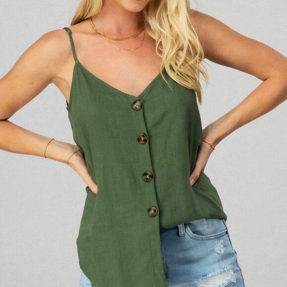 Linen Olive Cami - Picture 1 of 6